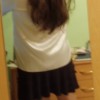 {username} - Long hair, in white satin blouse and short rock